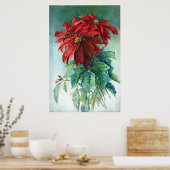 Pointsettias Waterverf Fine Art Print (Keuken)