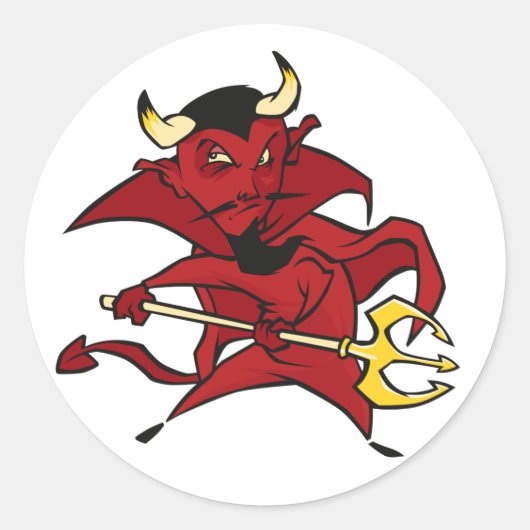 Pointy Red Devil Ronde Sticker (Voorkant)