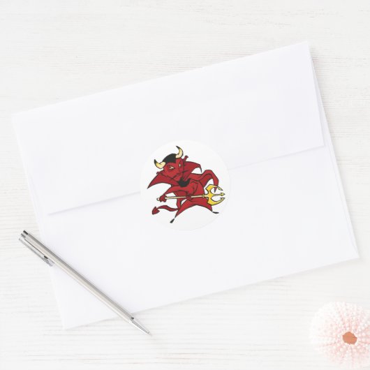 Pointy Red Devil Ronde Sticker (Envelop)