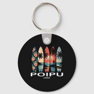 Poipu Beach Hawaï surfplank surfen retro Sleutelhanger