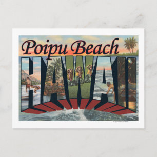 Poipu Beach, Hawaii - grote letterscènes Briefkaart