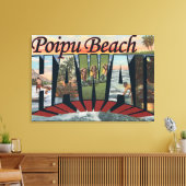 Poipu Beach, Hawaii - grote letterscènes Canvas Afdruk (Insitu (Woonkamer))