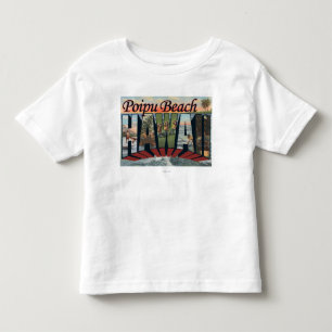Poipu Beach, Hawaii - grote letterscènes Kinder Shirts