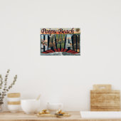 Poipu Beach, Hawaii - grote letterscènes Poster (Keuken)