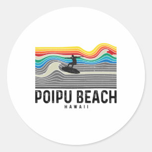 Poipu Beach Hawaii Surfboarder Mannen Vrouwen Ronde Sticker