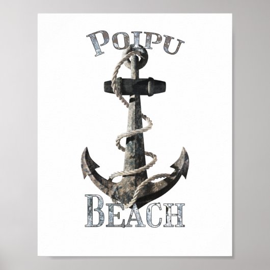 Poipu Beach Hawaii Vacation Nautical Anchor Poster (Voorkant)