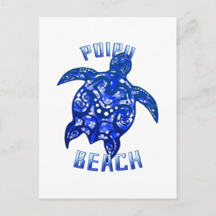 Poipu Beach Hawaii Vacation Tribal Turtle Briefkaart