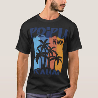 Poipu Beach Kauai Leuke kleurrijke palmbomen T-shirt