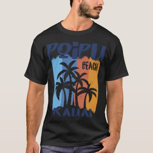 Poipu Beach Kauai Leuke kleurrijke palmbomen T-shirt (Voorkant)