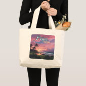 Poipu Kauai Hawaii Beach Palmbomen Retro Grote Tote Bag (Voorkant (product))