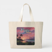 Poipu Kauai Hawaii Beach Palmbomen Retro Grote Tote Bag (Achterkant)