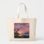 Poipu Kauai Hawaii Beach Palmbomen Retro Grote Tote Bag (Voorkant)