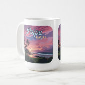 Poipu Kauai Hawaii Beach Palmbomen Retro Koffiemok (Voorkant links)