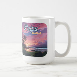 Poipu Kauai Hawaii Beach Palmbomen Retro Koffiemok