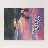 Poipu Kauai Hawaii Beach Palmbomen Retro Legpuzzel (Horizontaal)