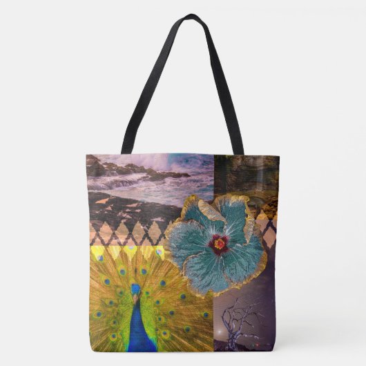 Poipu Sunrise, Kauai Hawaiian Collage Beach Bag Tote Bag (Voorkant)