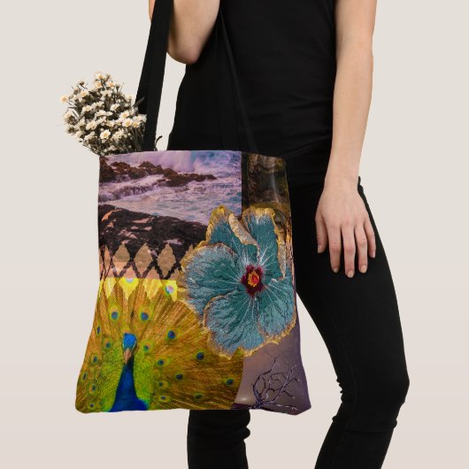 Poipu Sunrise, Kauai Hawaiian Collage Beach Bag Tote Bag (Dichtbij)