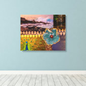 Poipu Sunrise, Kauai Hawaiian Collage Canvas Afdruk (Insitu (Houten vloer))