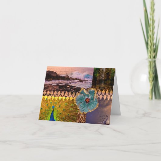 Poipu Sunrise, Kauai Hawaiian Collage Notitiekaartje (Voorkant)