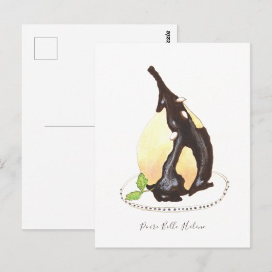Poire Belle Hélène waterverf Briefkaart (Voorkant / Achterkant)