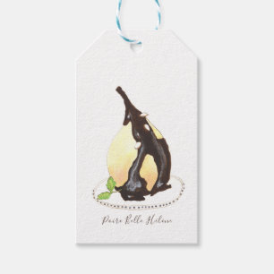 Poire Belle Hélène waterverf Cadeaulabel