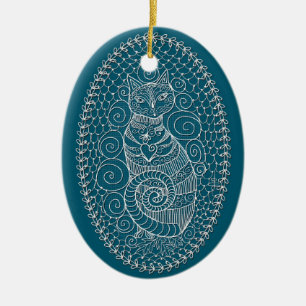 Poise, Digital Lace Cat kerstboomversiering Keramisch Ornament