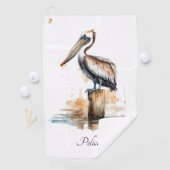 Poise van de Pelikaan Golfhanddoek (Insitu)