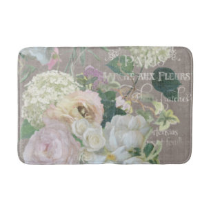 Poised Taupe French Market Floral  Peonies Badmat