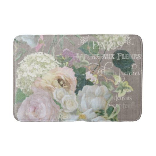 Poised Taupe French Market Floral Peonies Badmat (Voorkant)