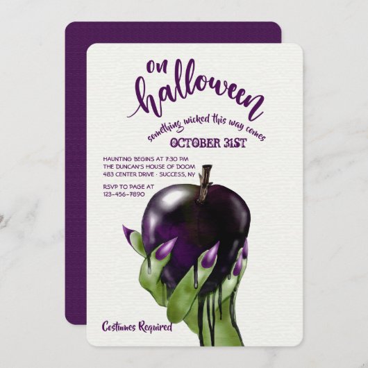 Poison Apple Halloween Invitation Kaart (Voorkant / Achterkant)