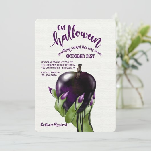 Poison Apple Halloween Invitation Kaart (Staand voorkant)