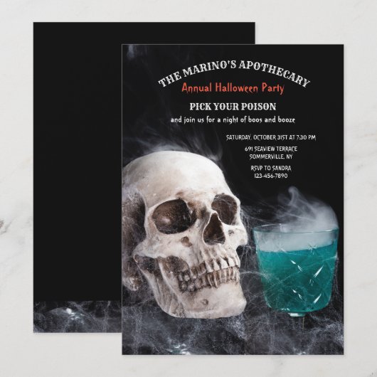 Poison Brew Halloween Invitation Kaart (Voorkant / Achterkant)