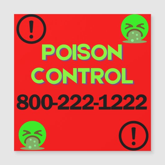 Poison Control Number Fridge Magnetische Kaart (Voorkant)