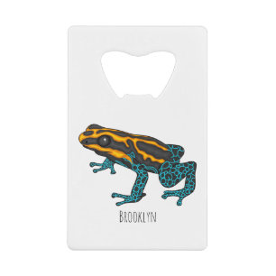 Poison dart frog cartoon illustratie creditkaart flessenopener