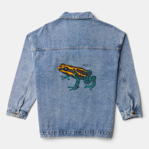 Poison dart frog cartoon illustratie denim jacket