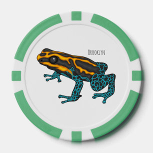 Poison dart frog cartoon illustratie poker chips