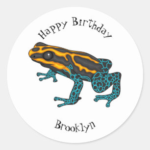 Poison dart frog cartoon illustratie ronde sticker