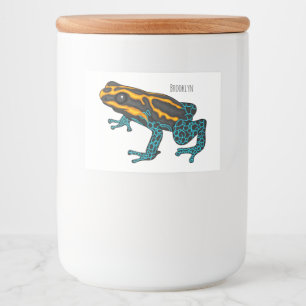 Poison dart frog cartoon illustratie voedselcontainer etiket