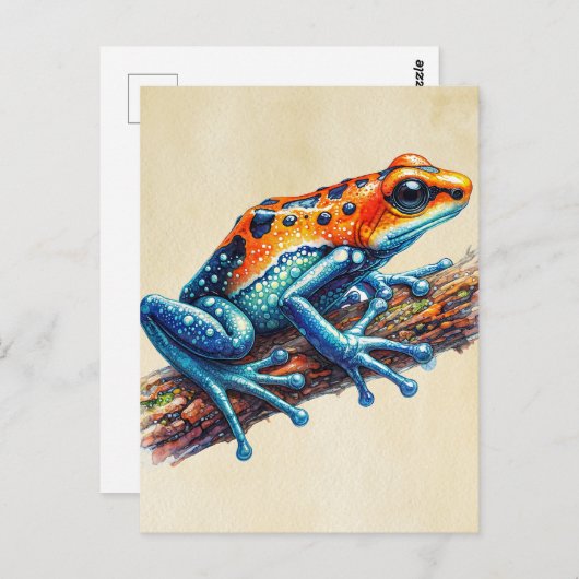 Poison Dart Frog Sinaasappel Blauw Briefkaart (Voorkant / Achterkant)