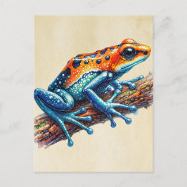 Poison Dart Frog Sinaasappel Blauw Briefkaart