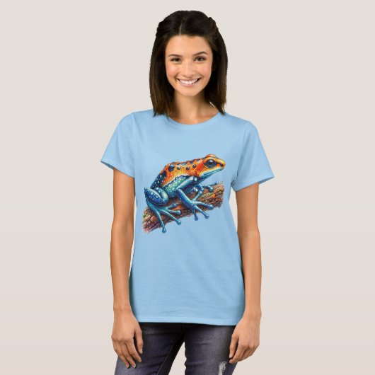 Poison Dart Frog Sinaasappel en Blauw T-shirt (Voorkant volledig)
