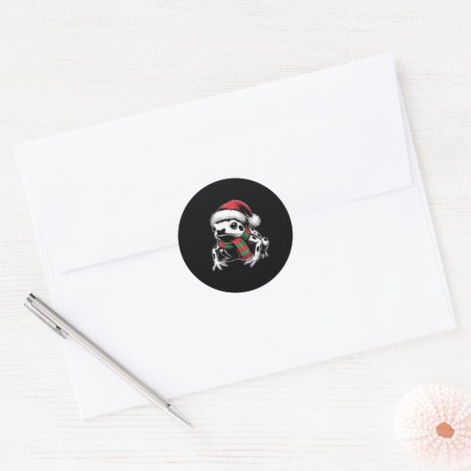 Poison Dart Frog Xmas Santa Hat Sjaal Kerstmis Co Ronde Sticker (Envelop)