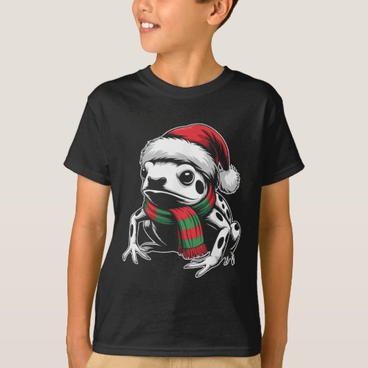 Poison Dart Frog Xmas Santa Hat Sjaal Kerstmis Co T-shirt (Voorkant)