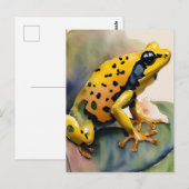Poison Dart Yellow Frog Waterverf Art Briefkaart (Voorkant / Achterkant)