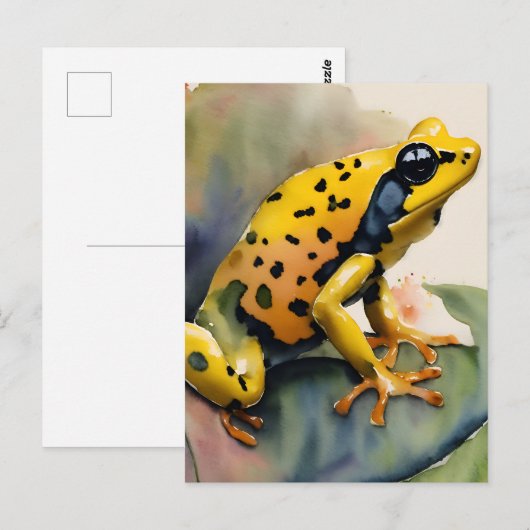 Poison Dart Yellow Frog Waterverf Art Briefkaart (Voorkant / Achterkant)