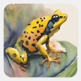 Poison Dart Yellow Frog Waterverf Vierkante Sticker