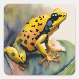 Poison Dart Yellow Frog Waterverf Vierkante Sticker