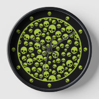 Poison Green Random Skull Patroon Grote klok
