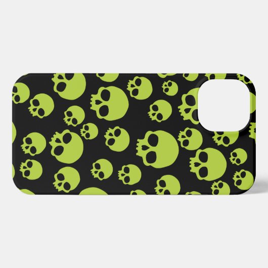 Poison Green Random Skulls Pattern iPhone Hoesje (Achterkant horizontaal)