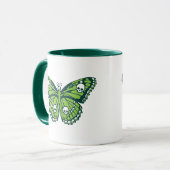 Poison Green Skull Butterfly Mok (Voorkant links)